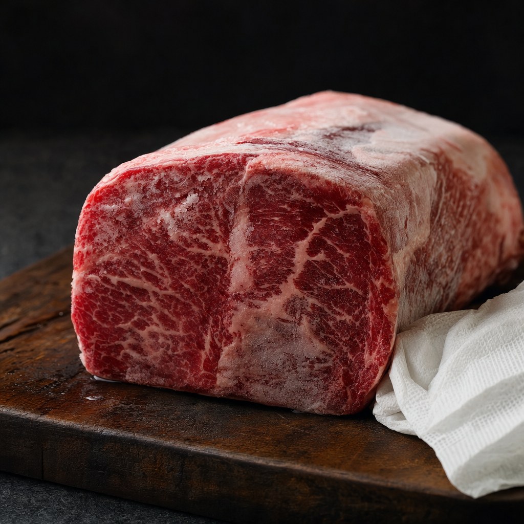 半解凍のブロック肉