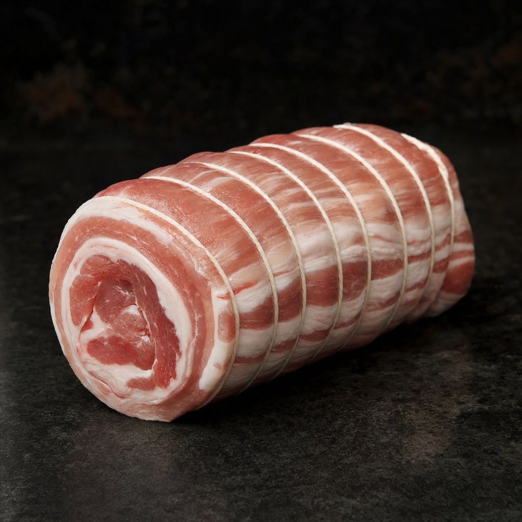 たこ糸で形を整えたチャーシュー用の豚肉