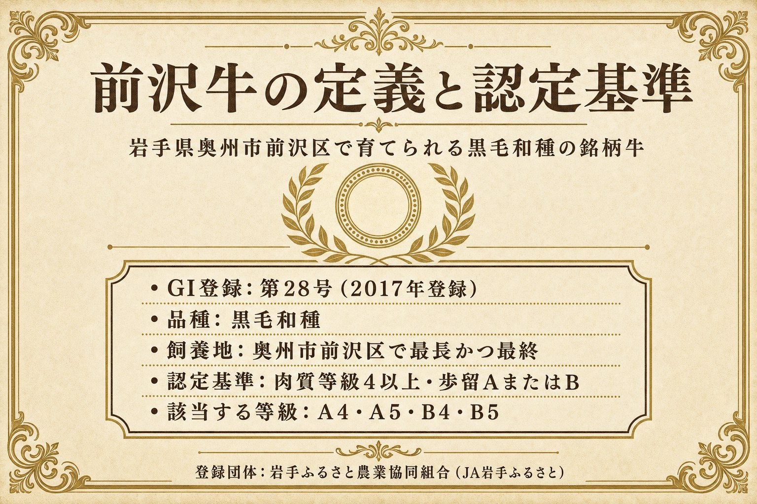 前沢牛の定義と認定基準の図解