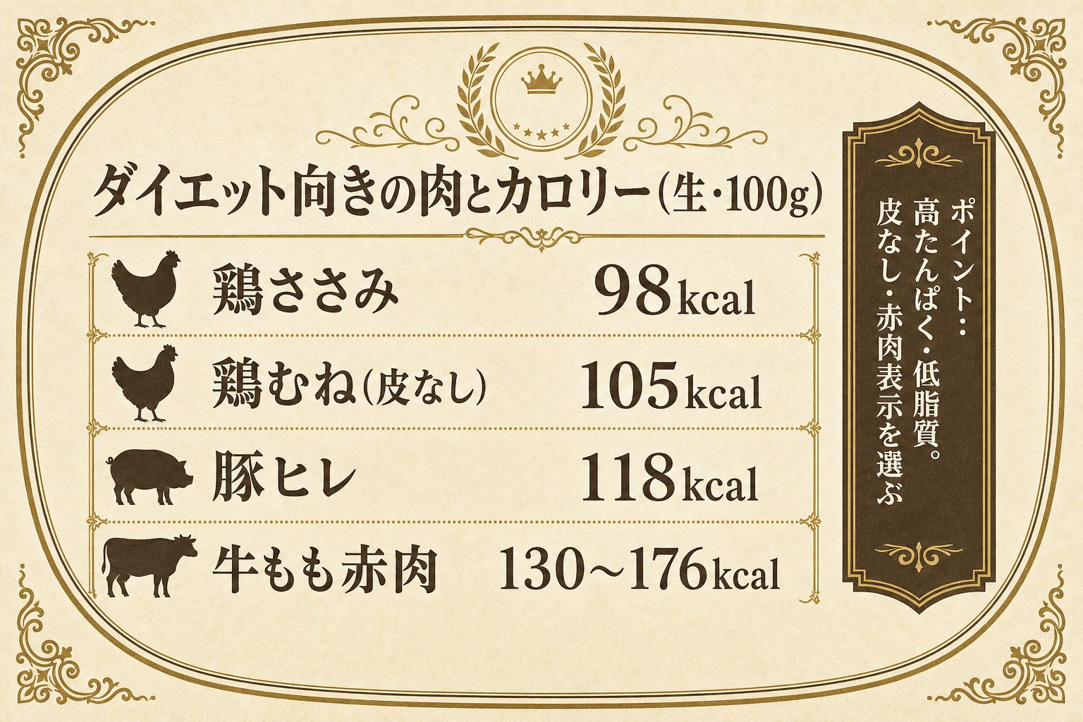 ダイエット向きの肉とカロリー