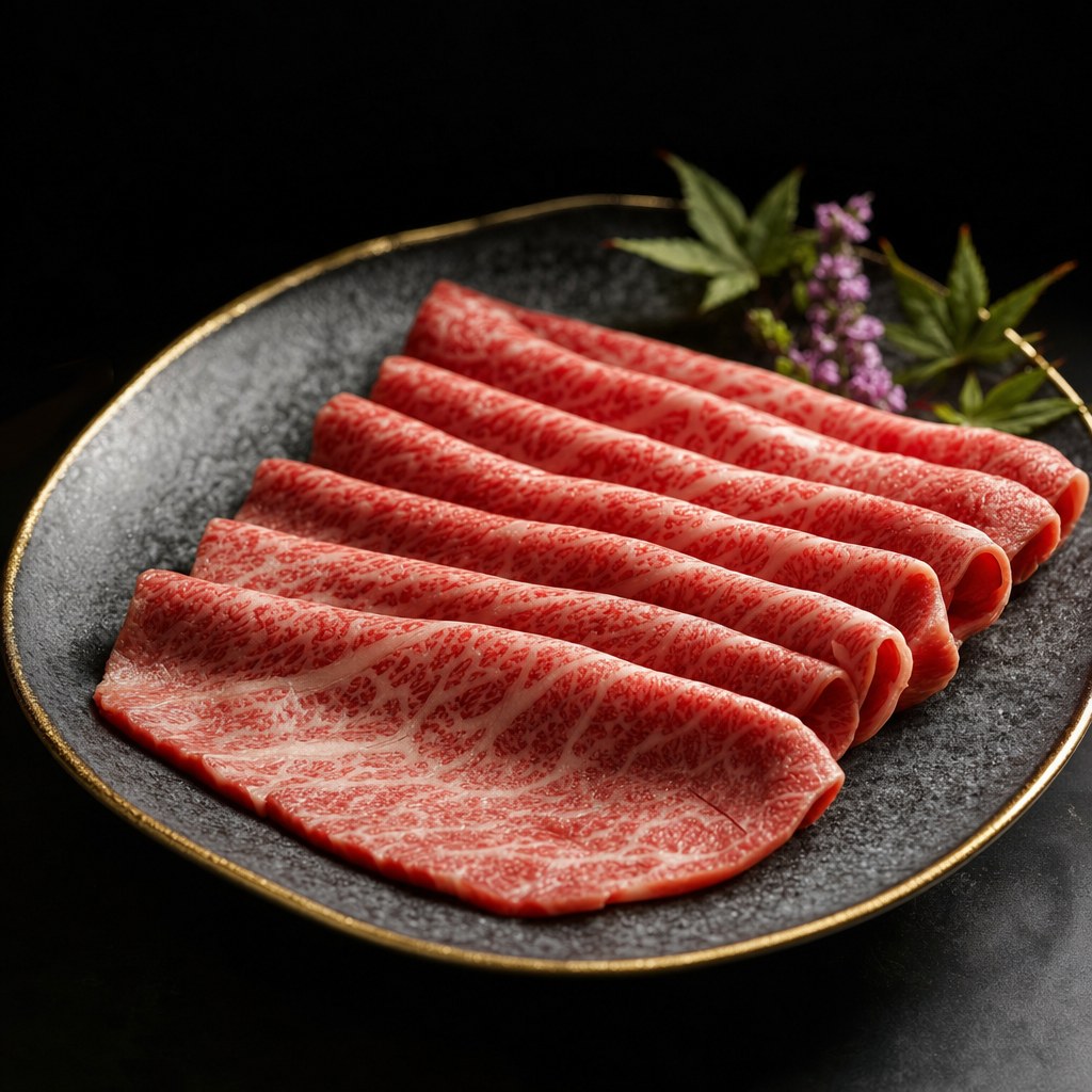 きめ細かい霜降りの近江牛の肉