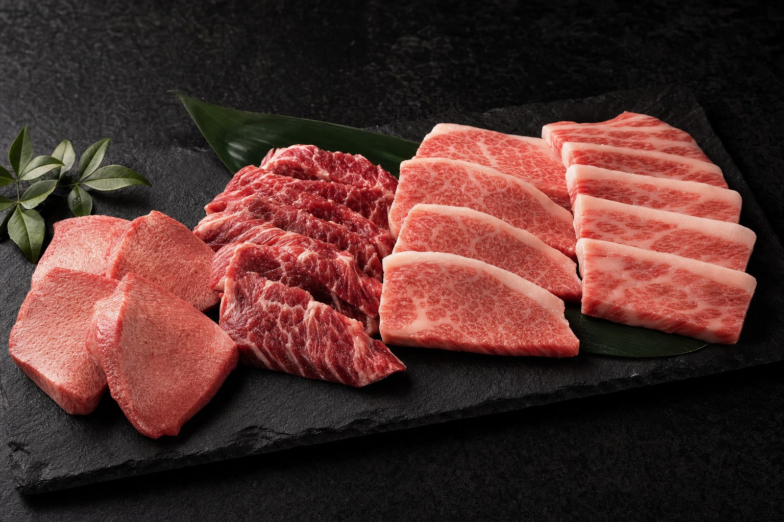 焼肉店で人気の部位の盛り合わせ