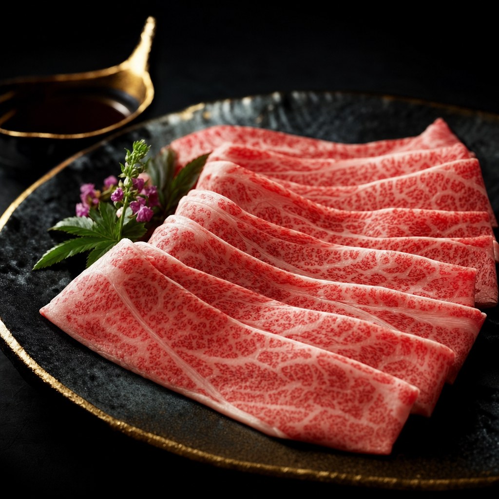 きめ細かい霜降りの米沢牛の肉